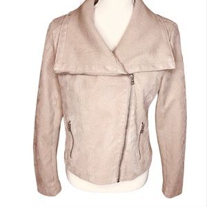 Miami Faux Suede Moto/Biker Jacket Taupe M